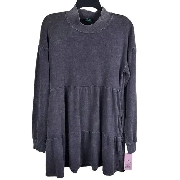 Wild Fable Tiered Long Sleeve Mineral Wash Babydoll Dress Size XS NWT - Picture 1 of 9
